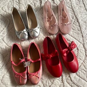 Kids Ballet Flats - Silver, Pink, Coral, Red